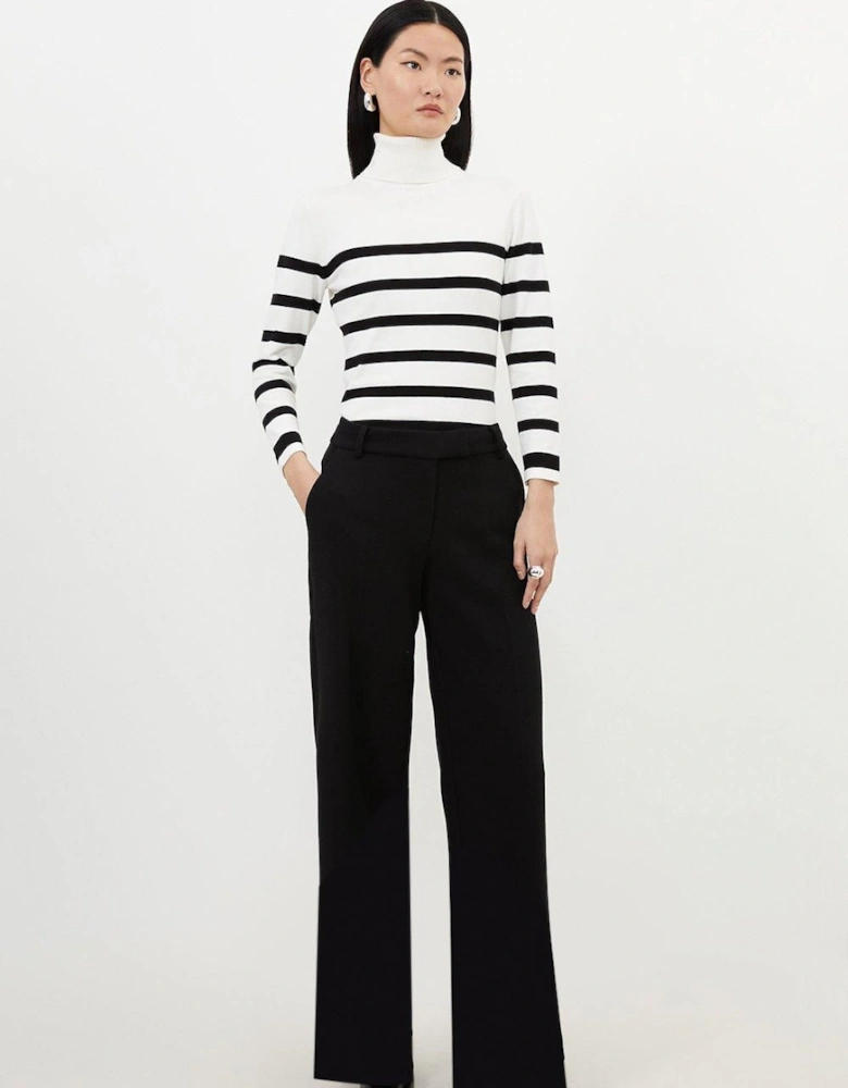 Petite Compact Stretch Essential Tailored Straight Leg Trouser