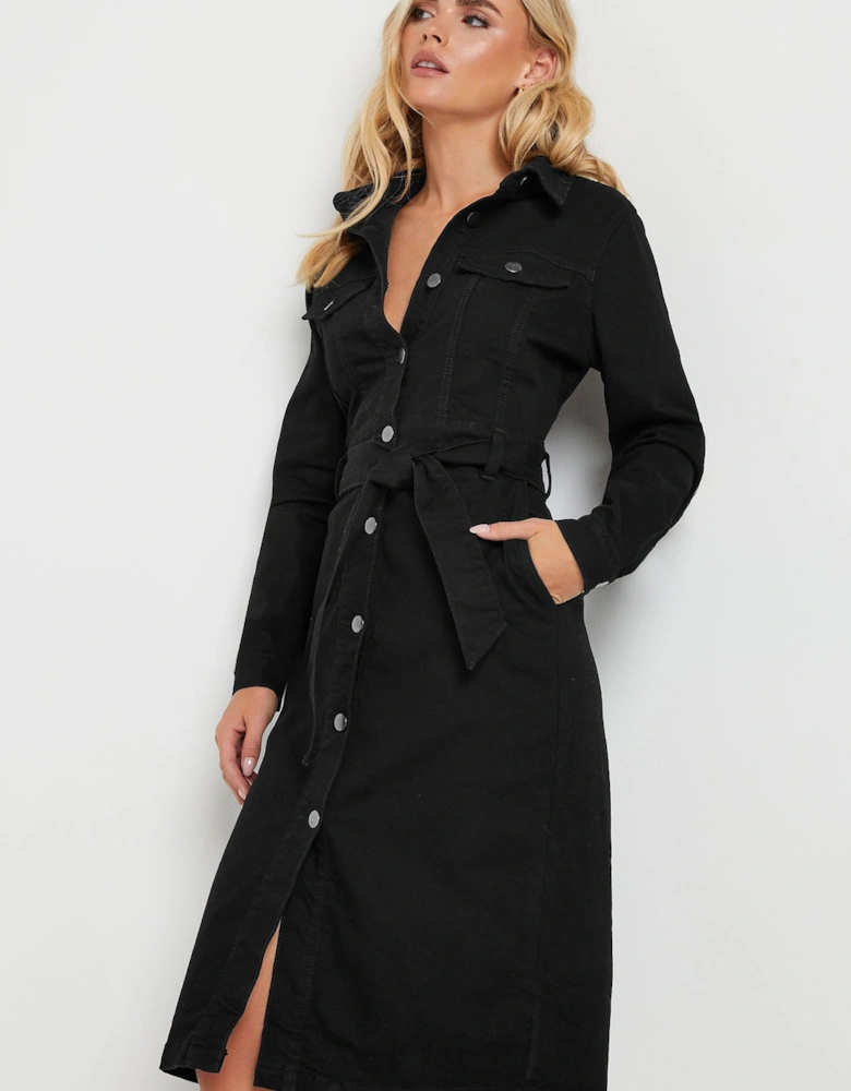 Petite Denim Tie Dress
