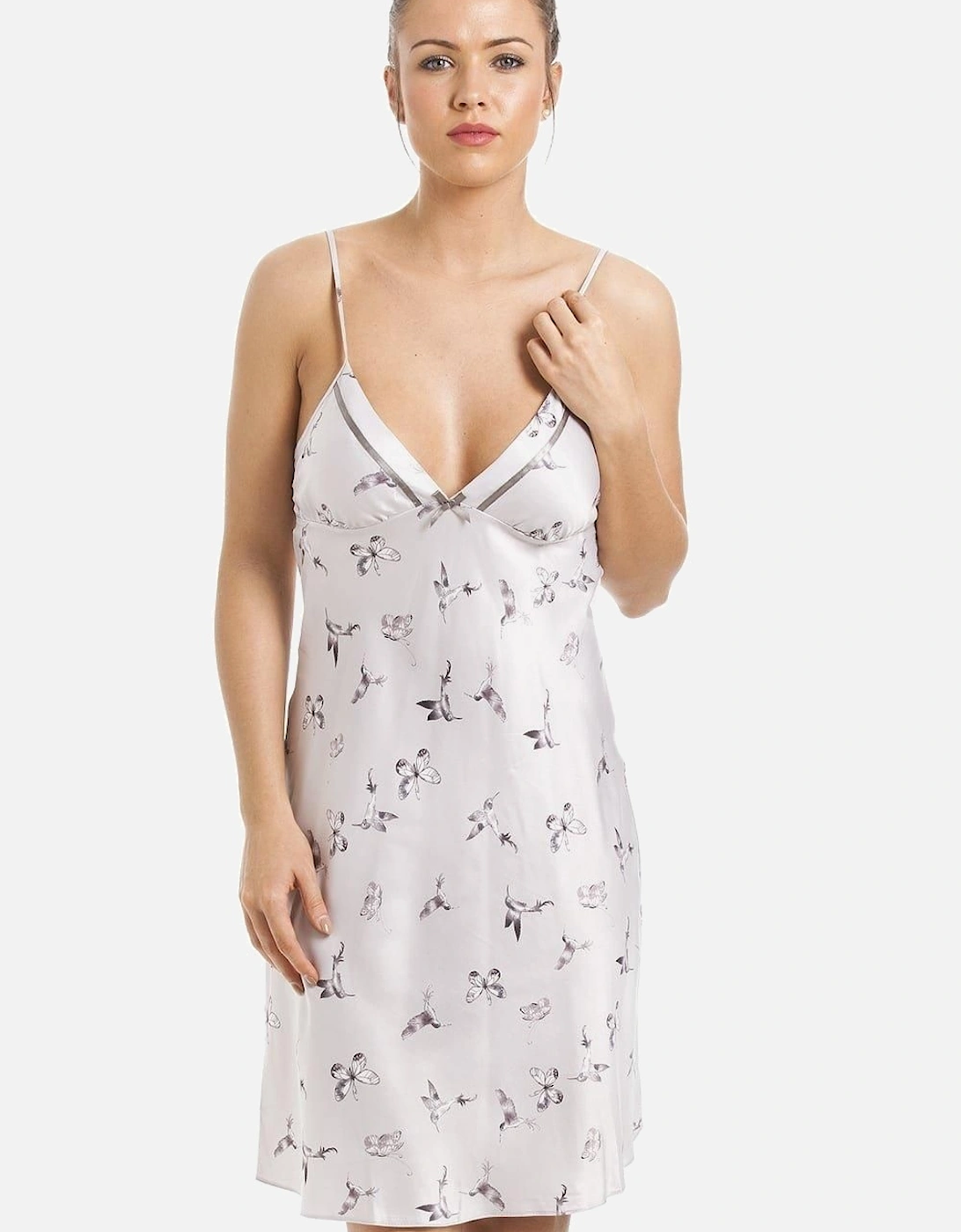 Humming Bird And Butterfly Print Satin Chemise, 2 of 1