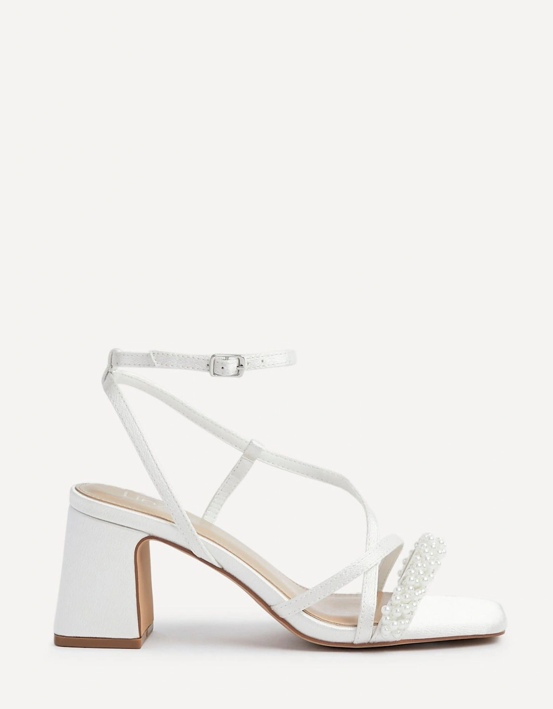Maisie Ivory Satin Strappy Heeled Sandal, 2 of 1