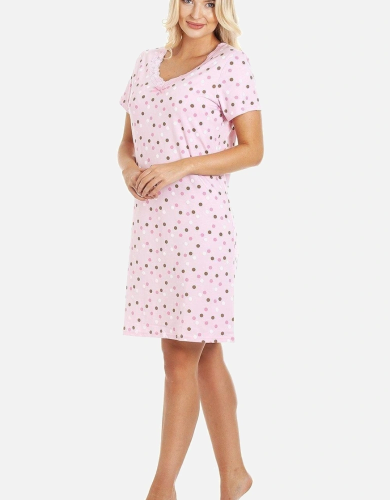 Multicoloured Polka Dot Cotton Summer Nightshirt