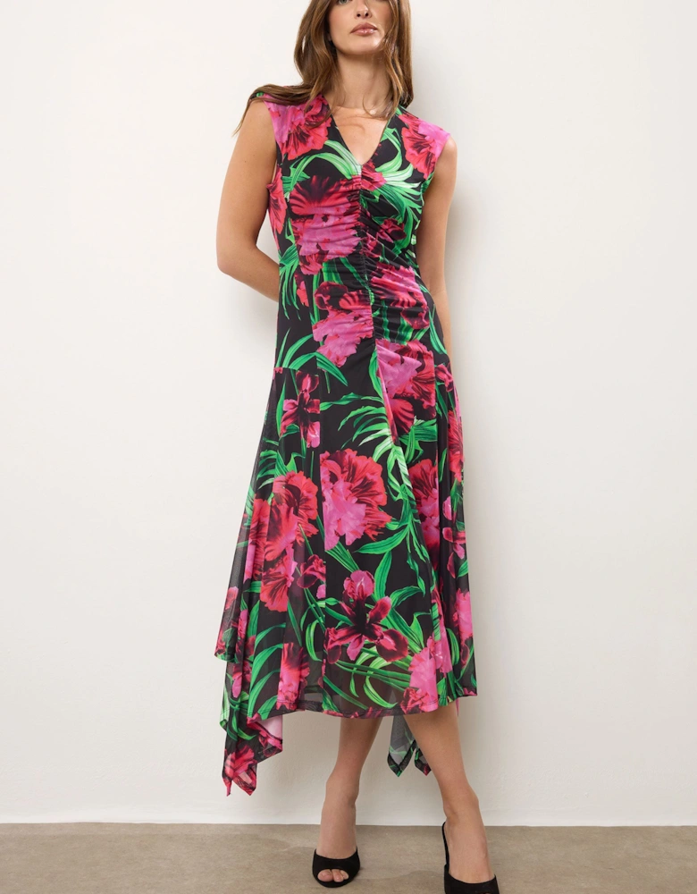 Floral Hanky Hem Midi Dress