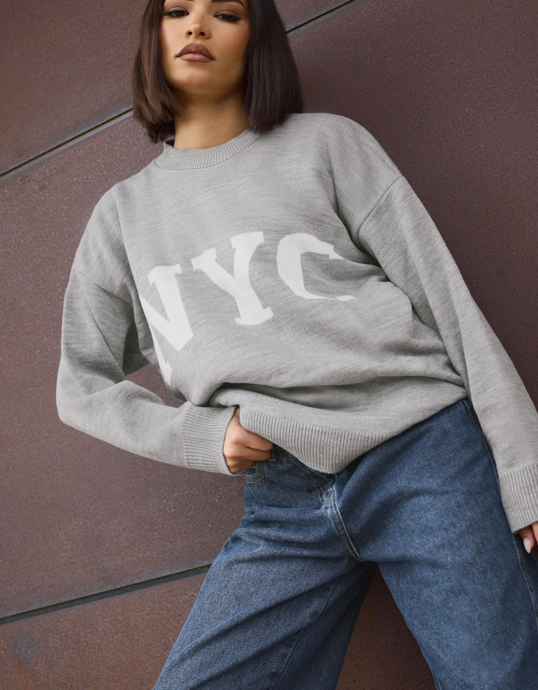 Petite NYC Slogan Print Jumper