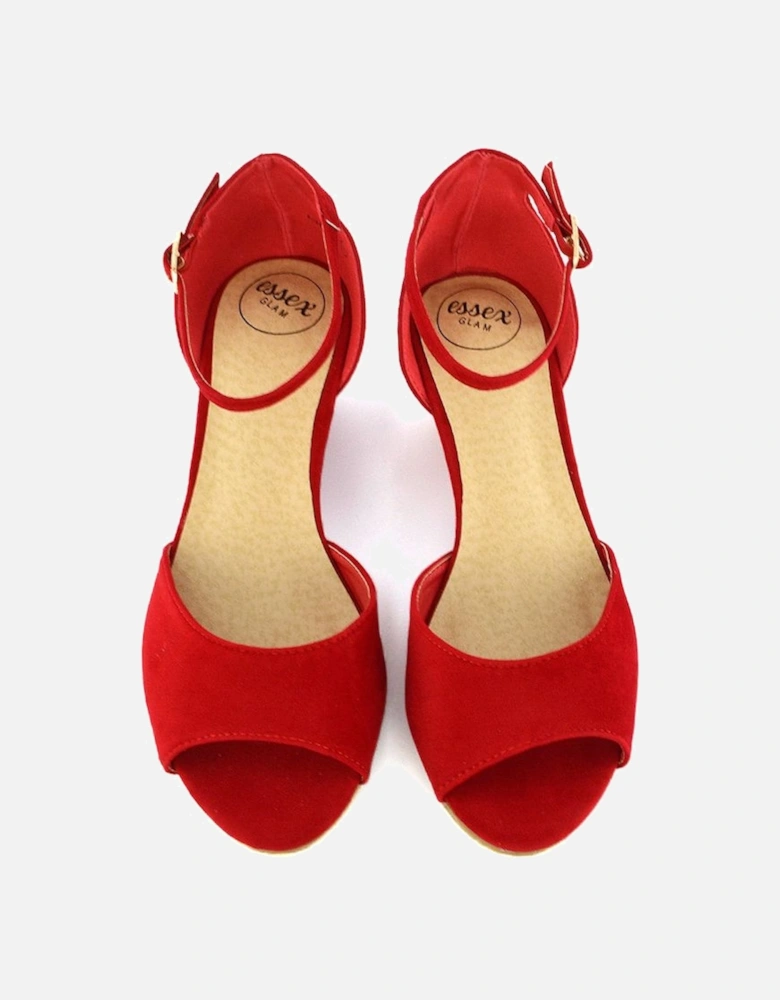 'Lottie' Peeptoe Mid Wedge Heel Sandals
