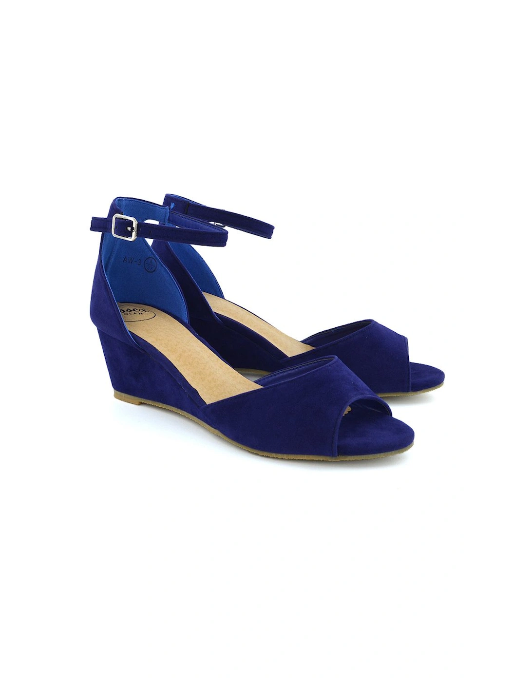 'Lottie' Peeptoe Mid Wedge Heel Sandals, 2 of 1