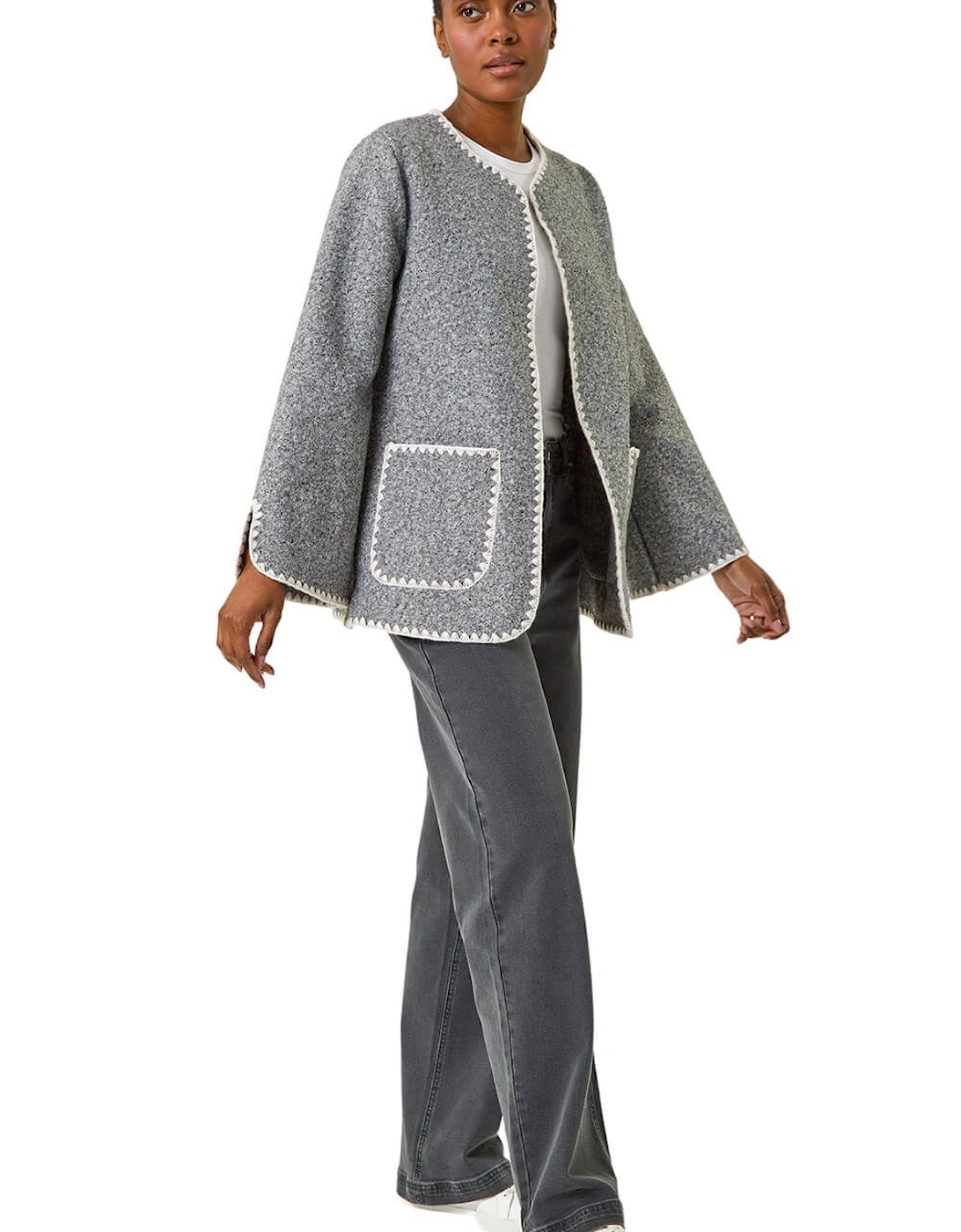 Contrast Blanket Stitch Jacket, 2 of 1