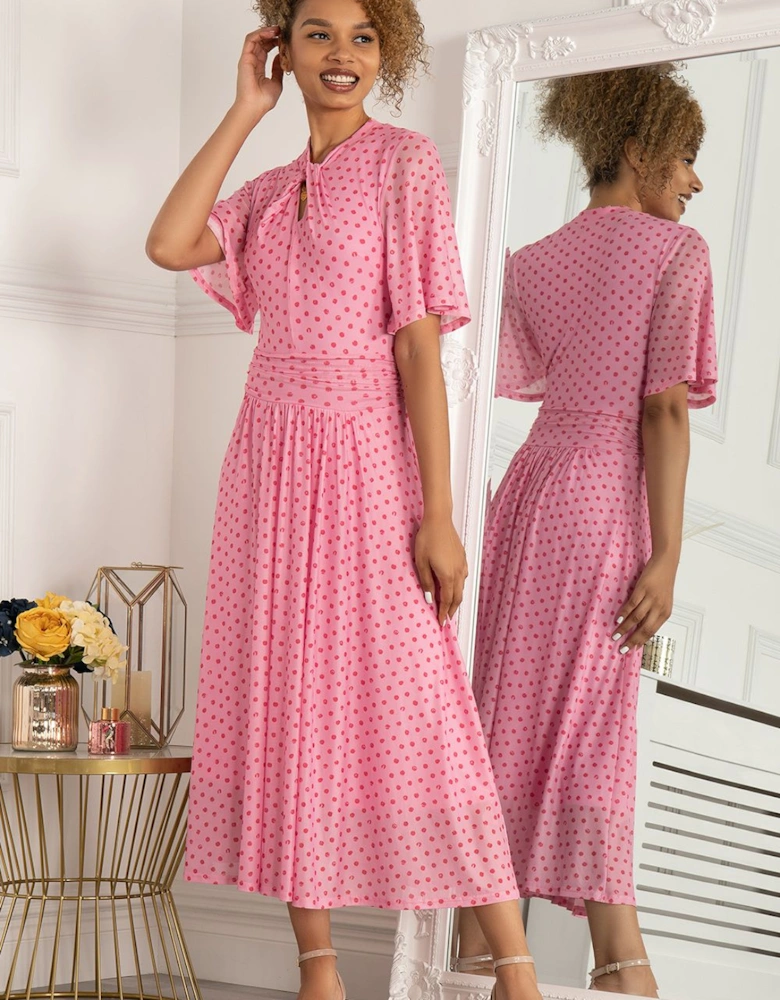 Danika Keyhole Neck Mesh Dress