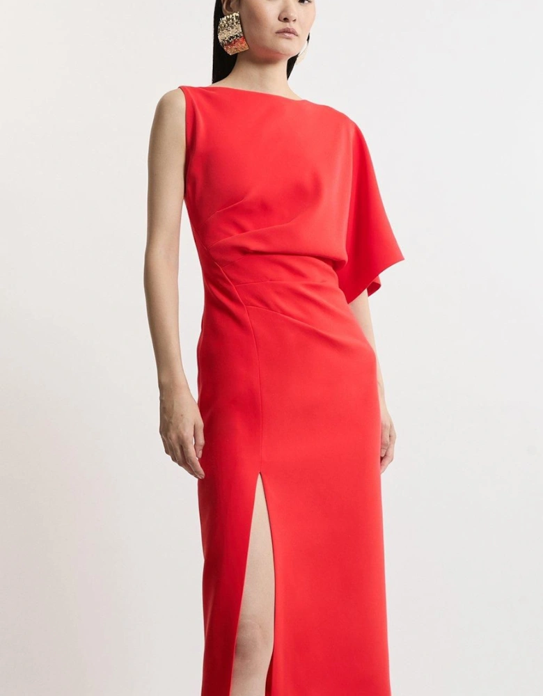 Petite Fluid Tailored Asymmetric Sleeve Maxi Dress