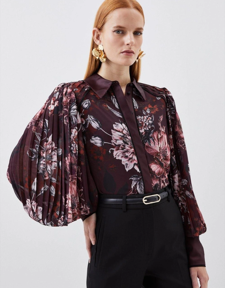 Sketched Botanical Woven Blouse