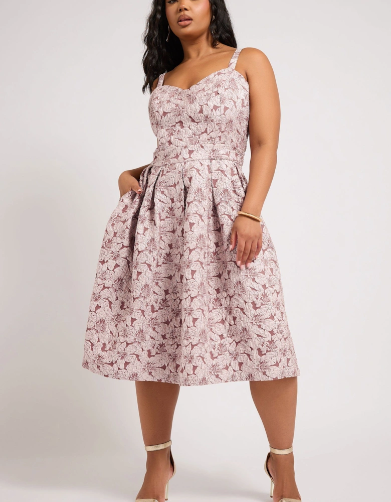 Floral Jacquard Sweetheart Prom Dress
