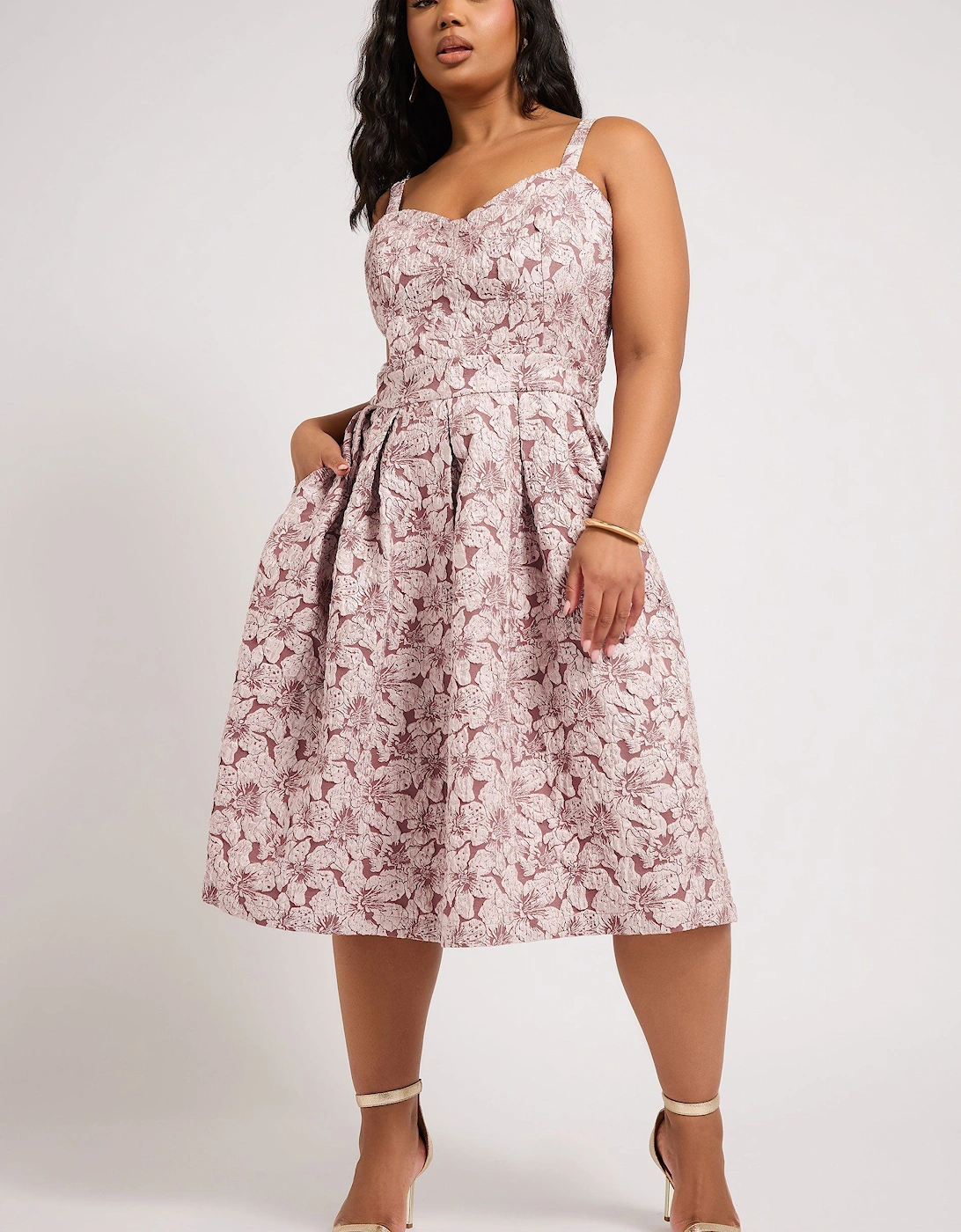 Floral Jacquard Sweetheart Prom Dress, 2 of 1