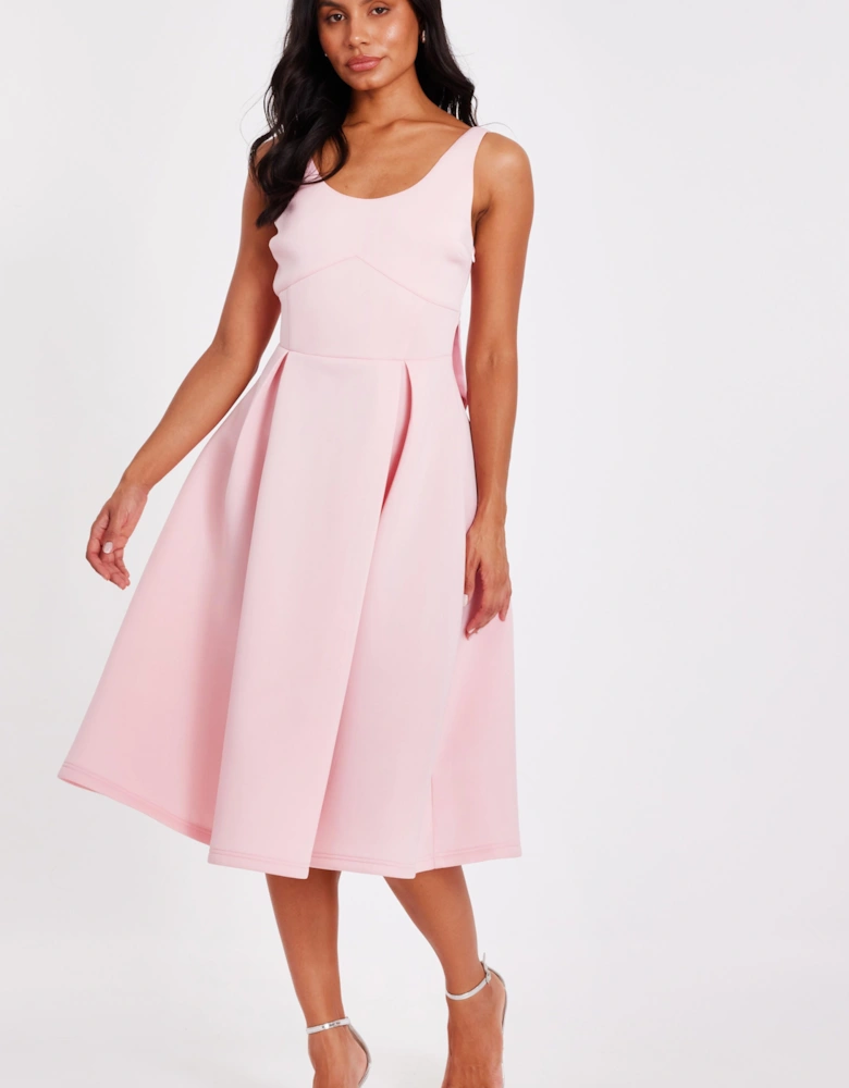 Pink Bow Back Midi Dress