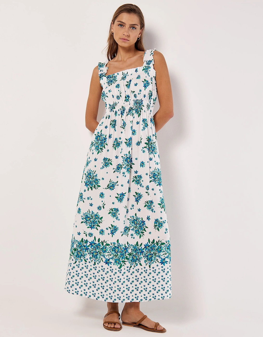 Floral Smocked Milkmaid Maxi Dress, 2 of 1