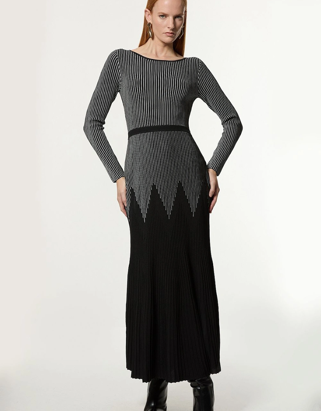 Zig Zag Detail Knitted Maxi Dress, 2 of 1