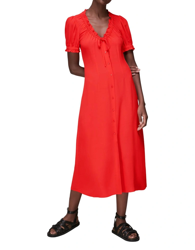 Ada Ruched Detail Midi Dress Plain