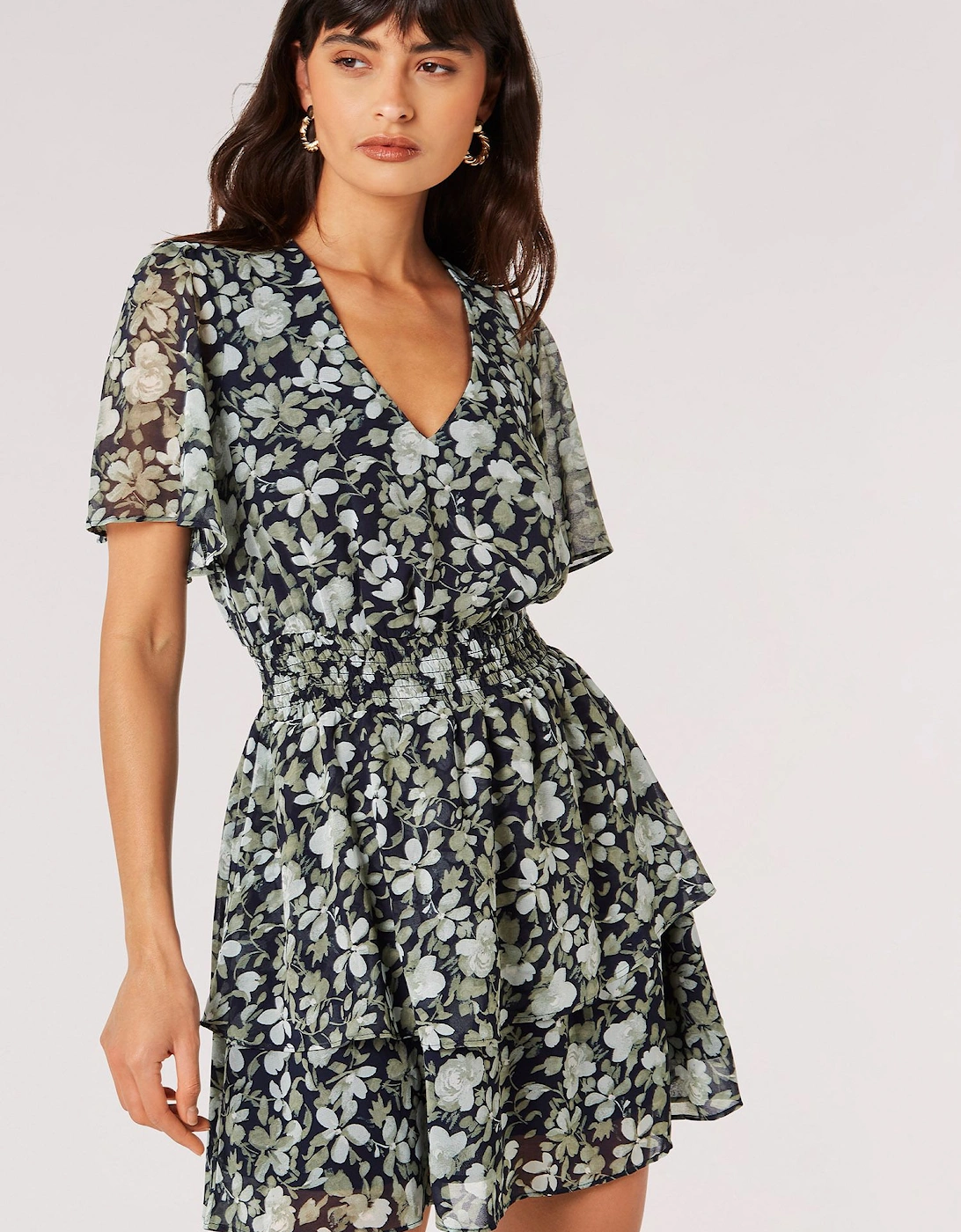 Watercolour Rose Tiered Mini Dress, 2 of 1