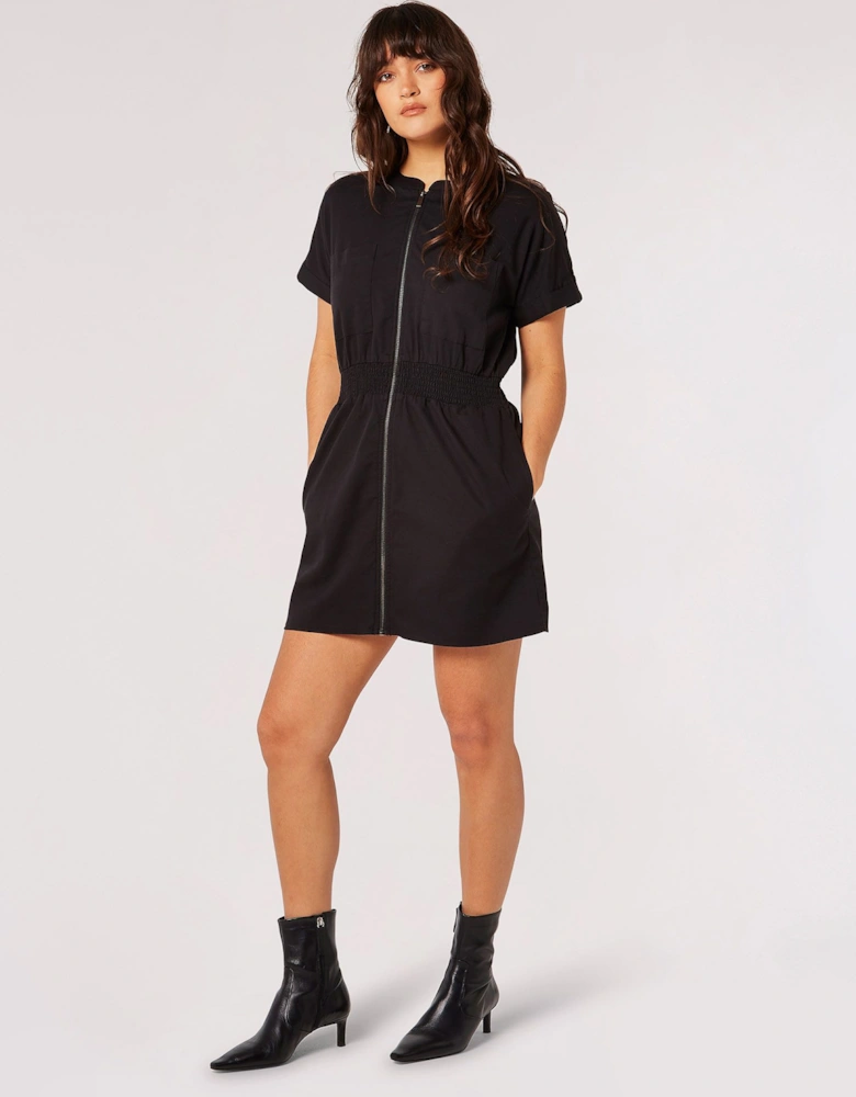 Cotton Blend Utility Mini Dress