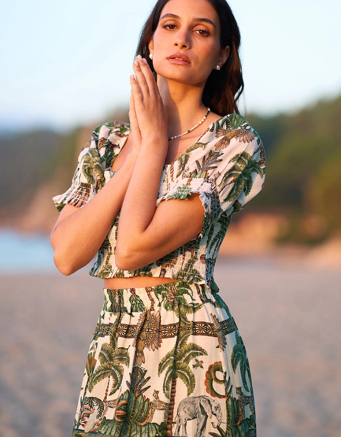 White Cotton Voile Safari Ruched Crop Top, 2 of 1