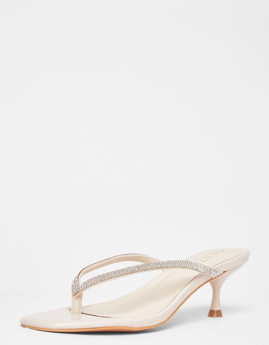 Nude Diamante Toe Post Heels, 2 of 1
