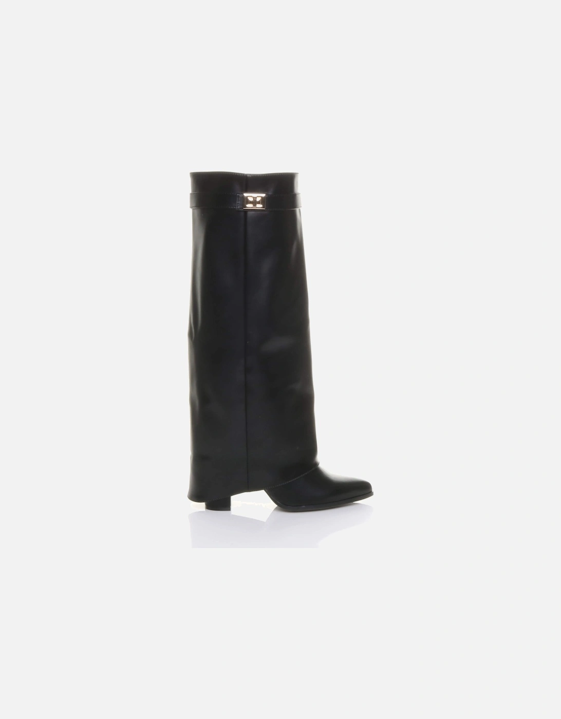 High Block Heel Pointed Toe Fold Over  Knee High Boots, 2 of 1