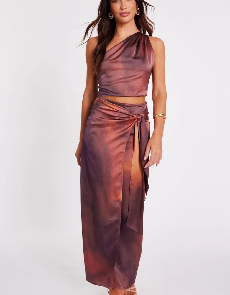 Multi Tie Side Printed Maxi Skirt