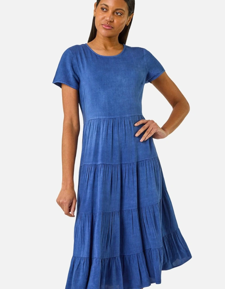Tiered Smock Midi Dress