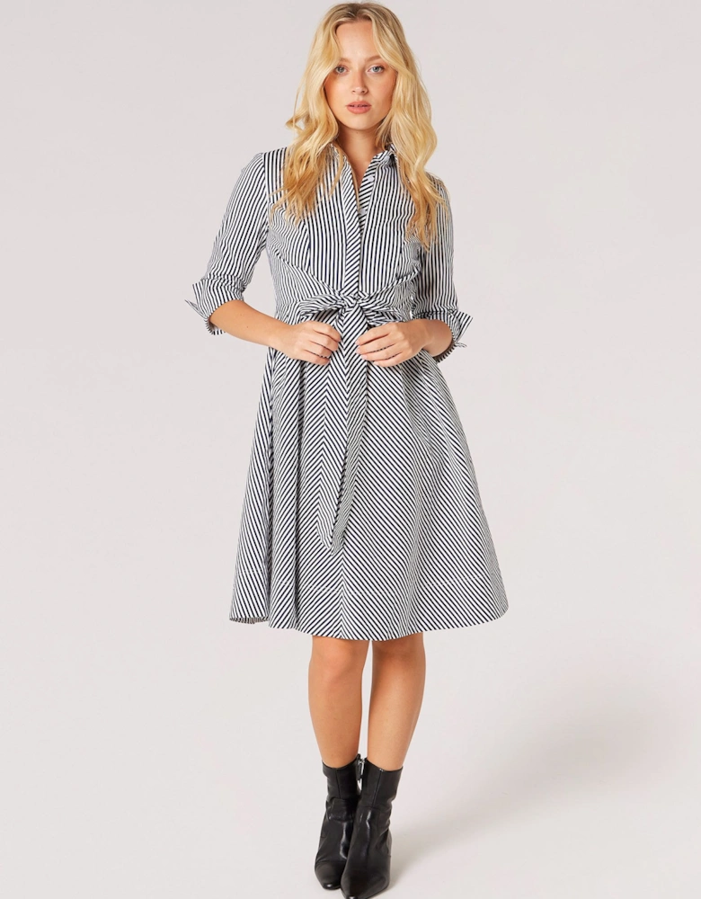 Cotton Stripe Shirt Mini Dress