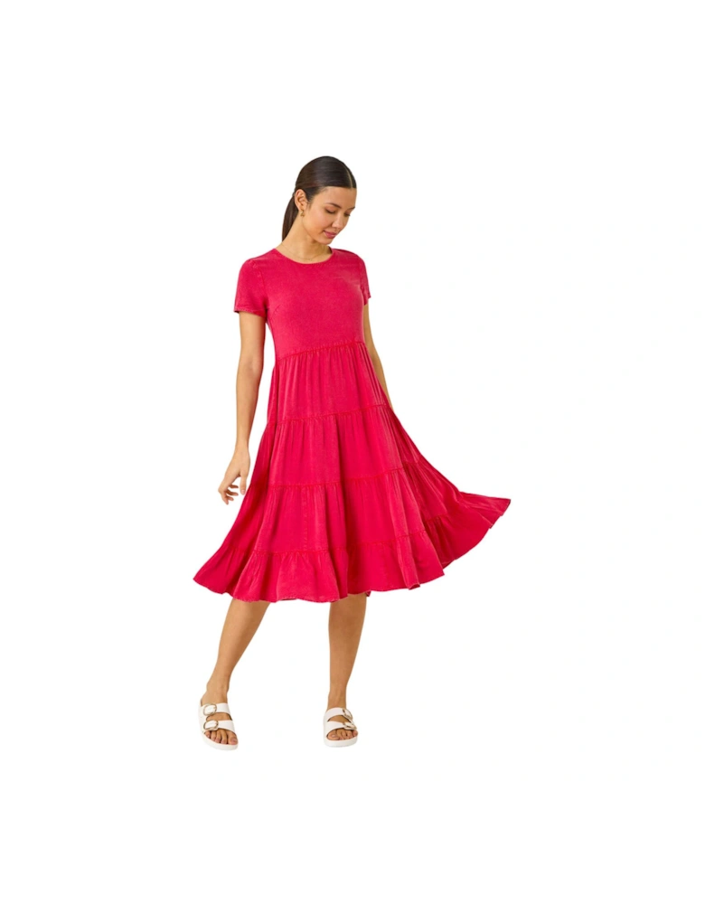 Tiered Smock Midi Dress