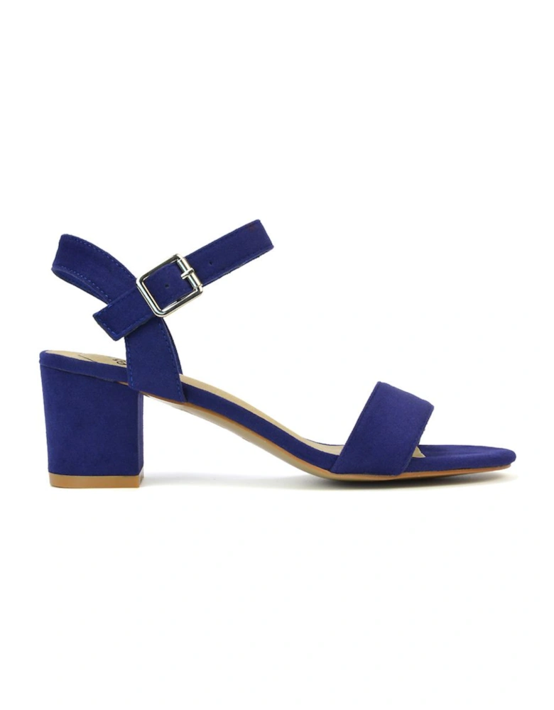 'Jessica' Strappy Open Toe Mid Block Heel Sandals With Ankle Strap
