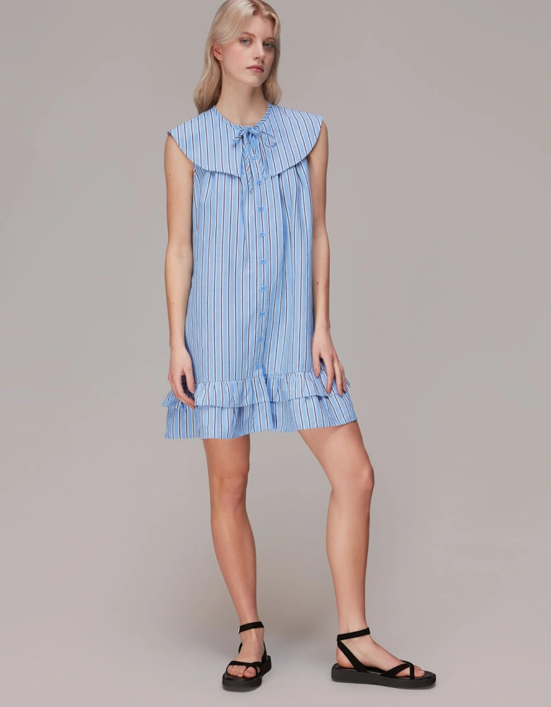 Stripe Collar Trapeze Dress Striped