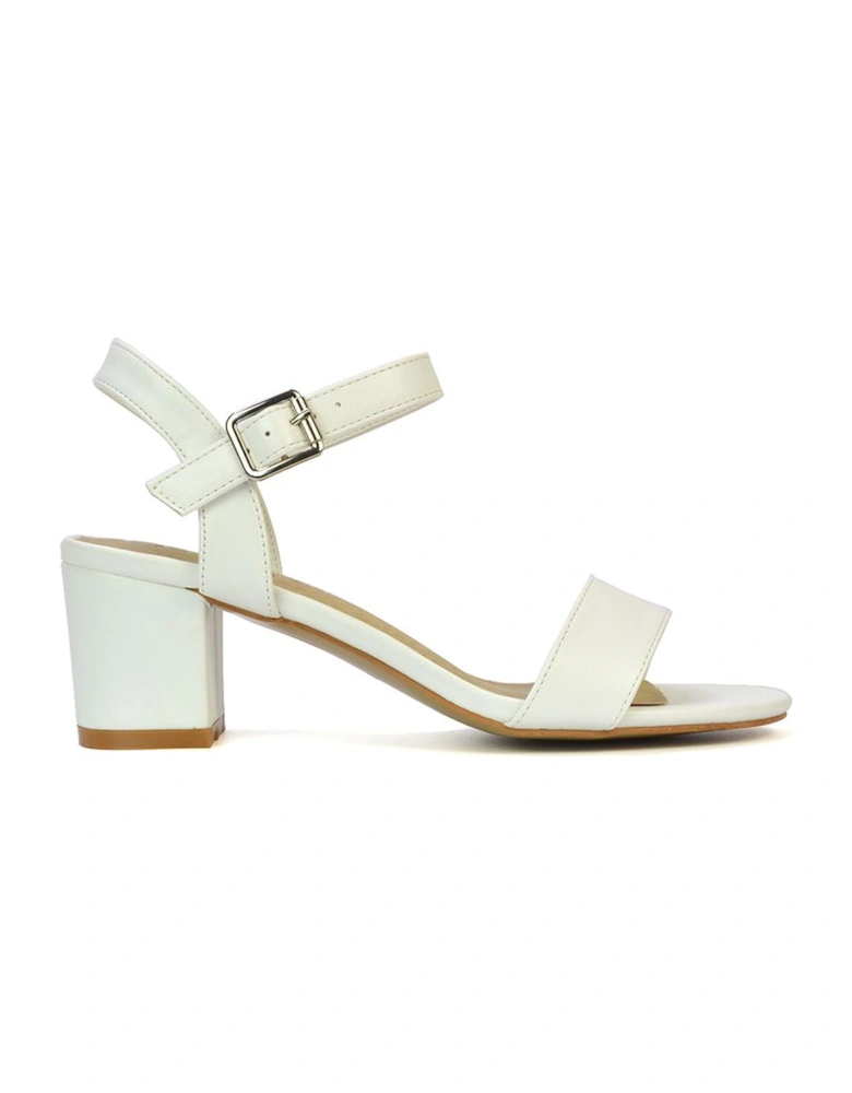 'Jessica' Strappy Open Toe Mid Block Heel Sandals With Ankle Strap
