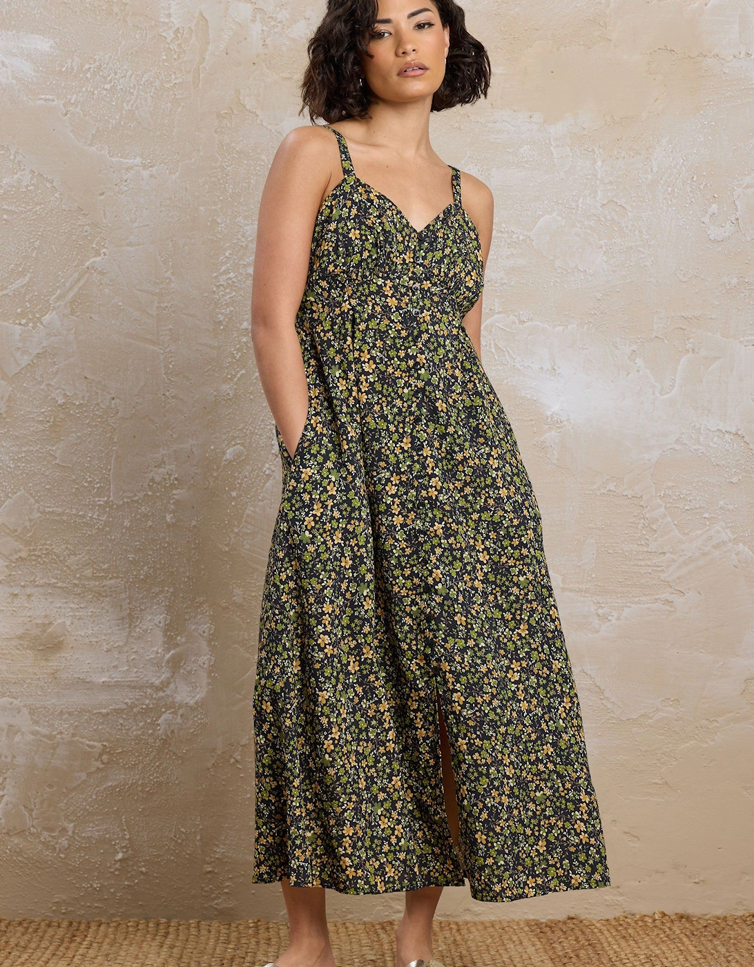 Petite Floral Button Midi Dress, 2 of 1