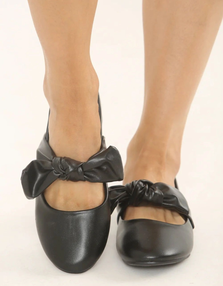 'Jessa' Girl's School Bow Strap Ballerina Shoes