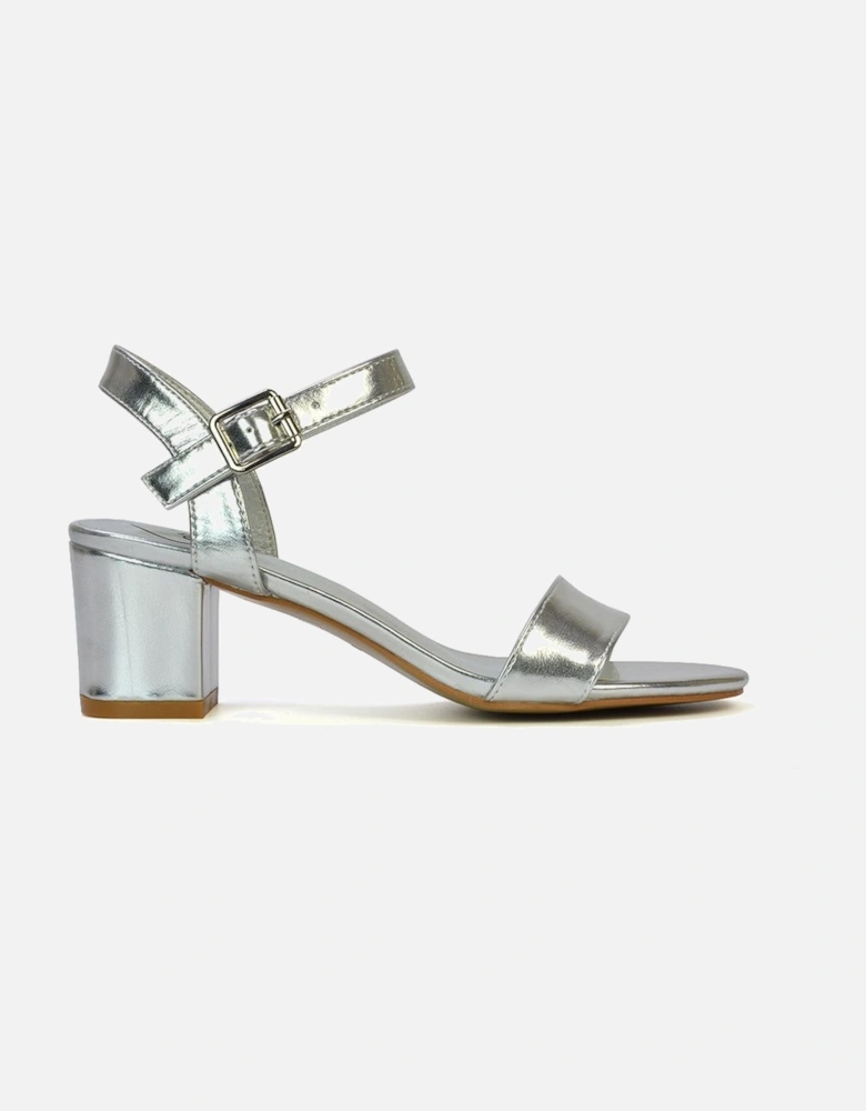 'Jessica' Strappy Open Toe Mid Block Heel Sandals With Ankle Strap