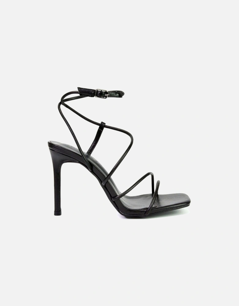 'Flynn' Strappy Buckle Up Square Toe Shoes With Stiletto High Heels