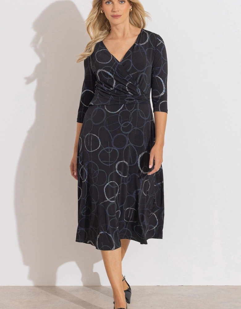 Metallic Circle Print Midi Dress
