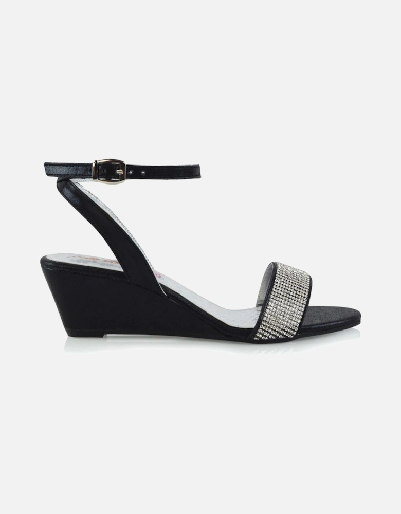 'Reagan' Diamante Mid Wedge Sandal Heels