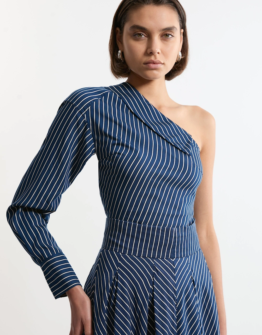 Tall Asymmetric Twill Striped Woven Long Sleeved Shirt, 2 of 1