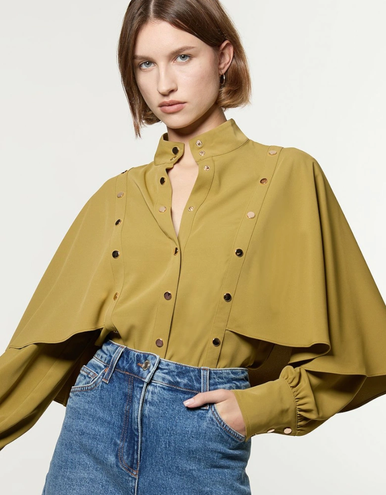 Studded Crepe Cape Sleeve Woven Blouse
