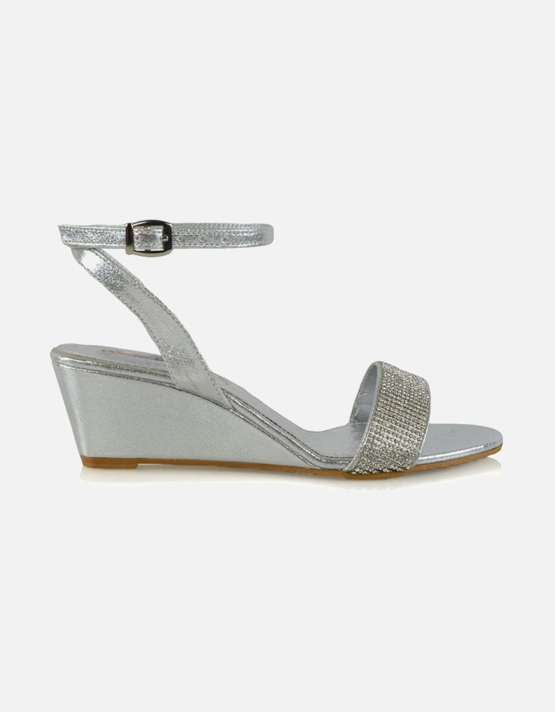 'Reagan' Diamante Mid Wedge Sandal Heels