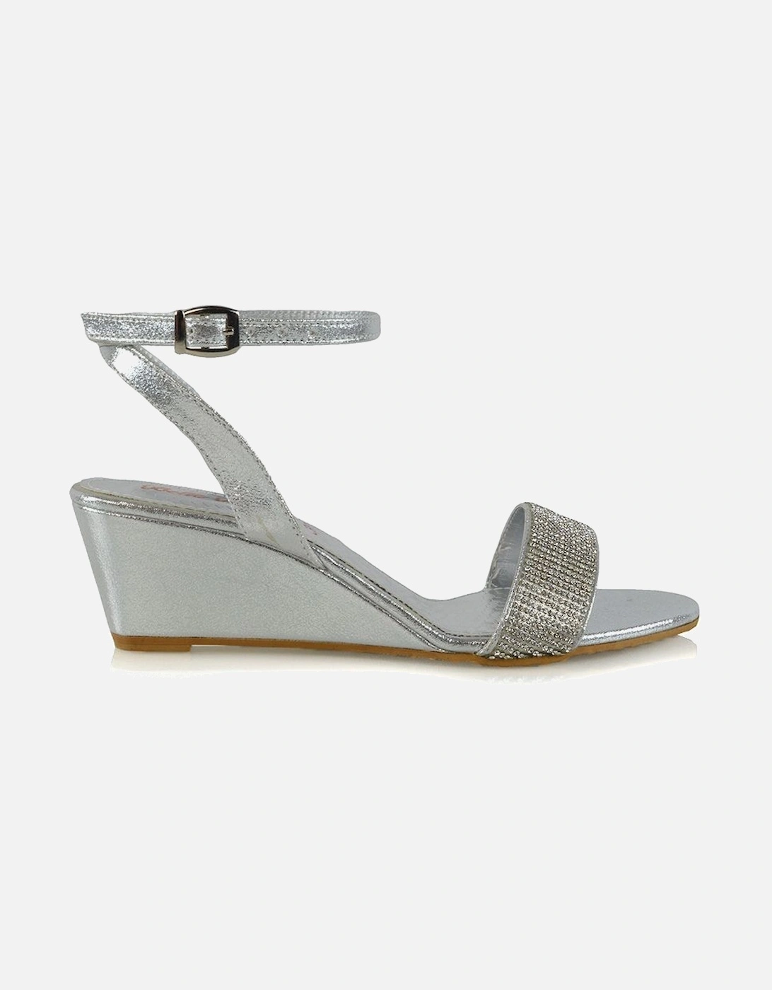 'Reagan' Diamante Mid Wedge Sandal Heels, 2 of 1