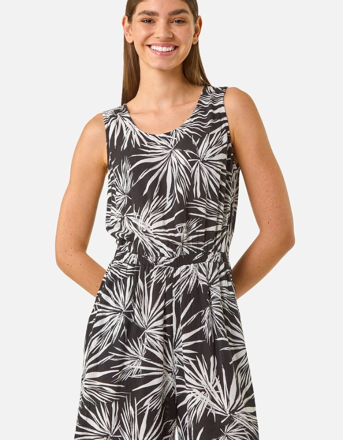 Leaf Print Crinkle Playsuit, 2 of 1