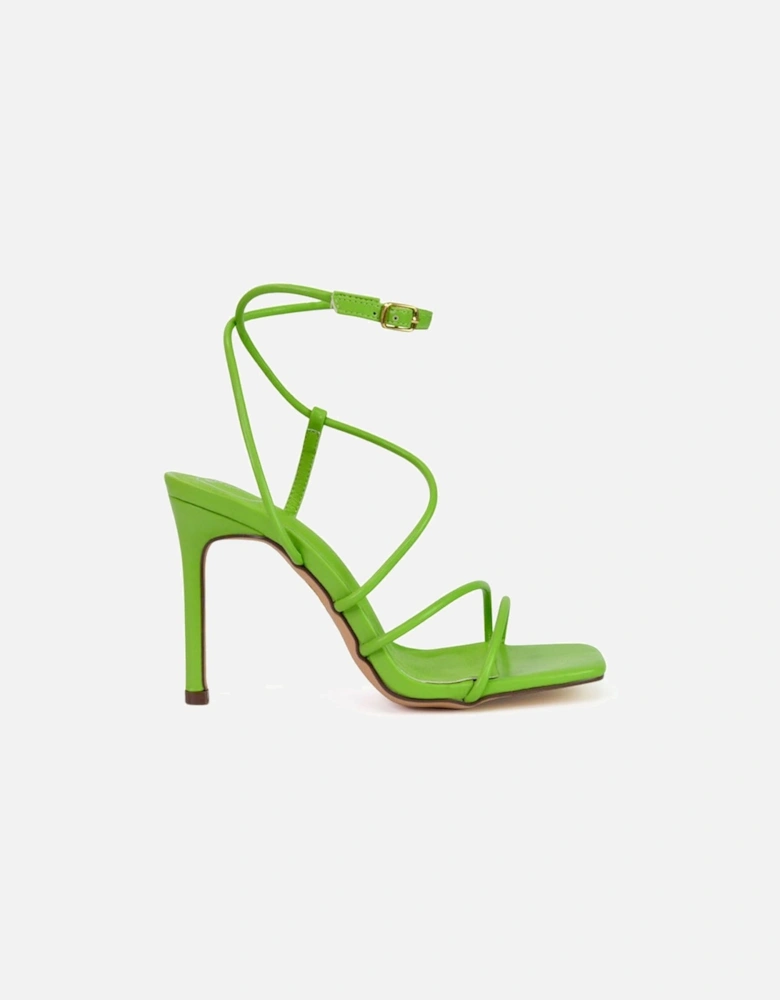 'Flynn' Strappy Buckle Up Square Toe Shoes With Stiletto High Heels