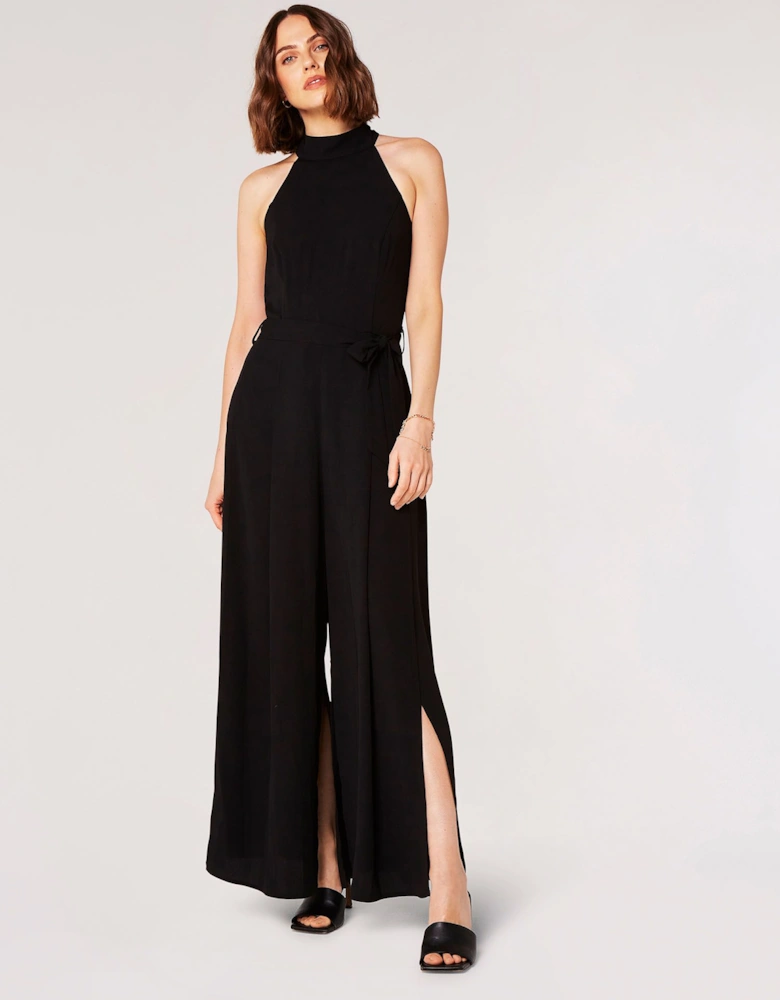 Halterneck Split Leg Jumpsuit