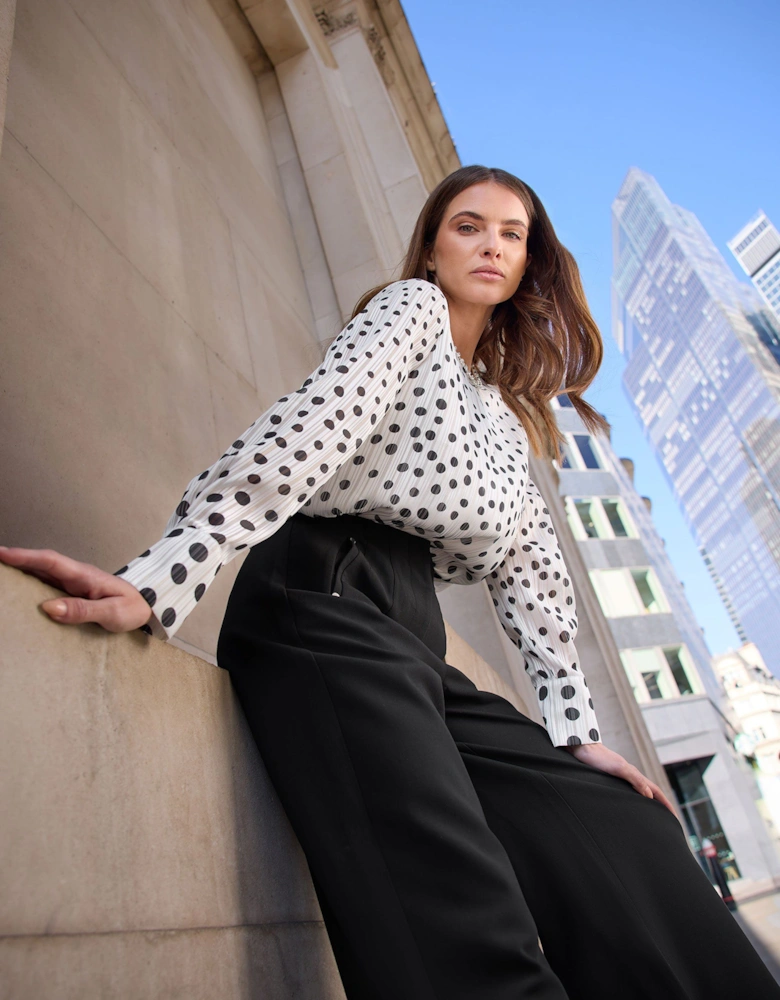 Sheer Spot Embellished Trim Blouse