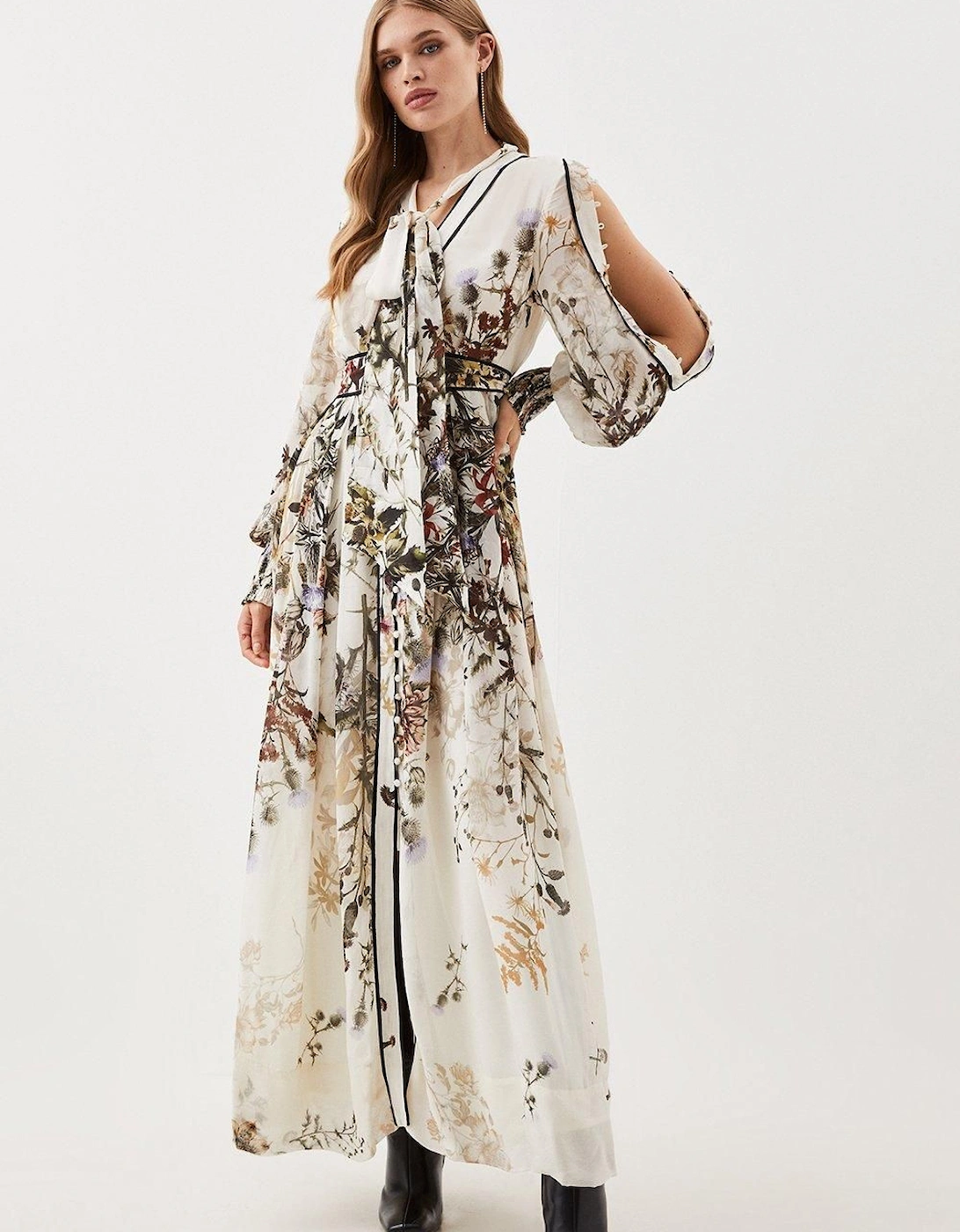 Lydia Millen Petite Viscose Floral Border Print Maxi Dress, 2 of 1