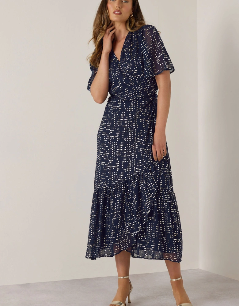 Tall Wrap Foil Midi Dress