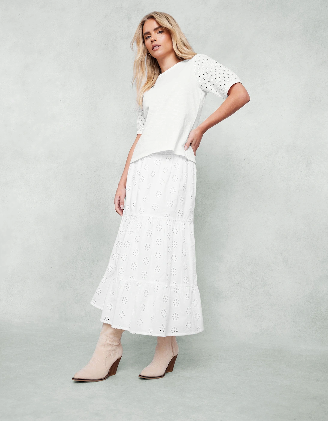 Petite Broderie Tiered Skirt, 2 of 1