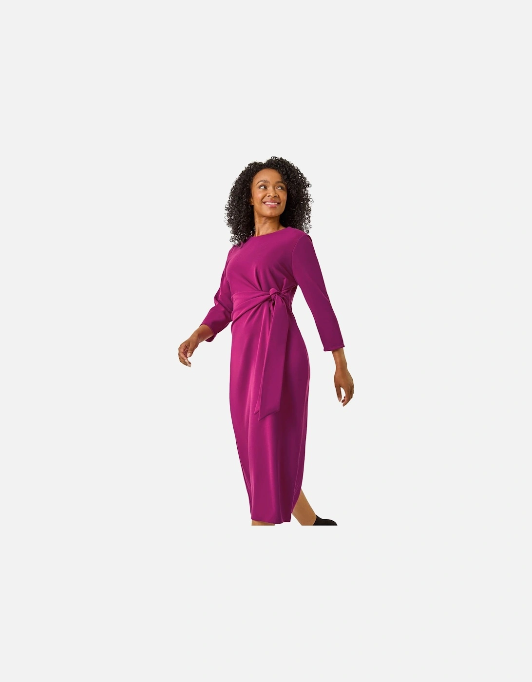 Petite Tie Waist Stretch Midi Dress, 2 of 1