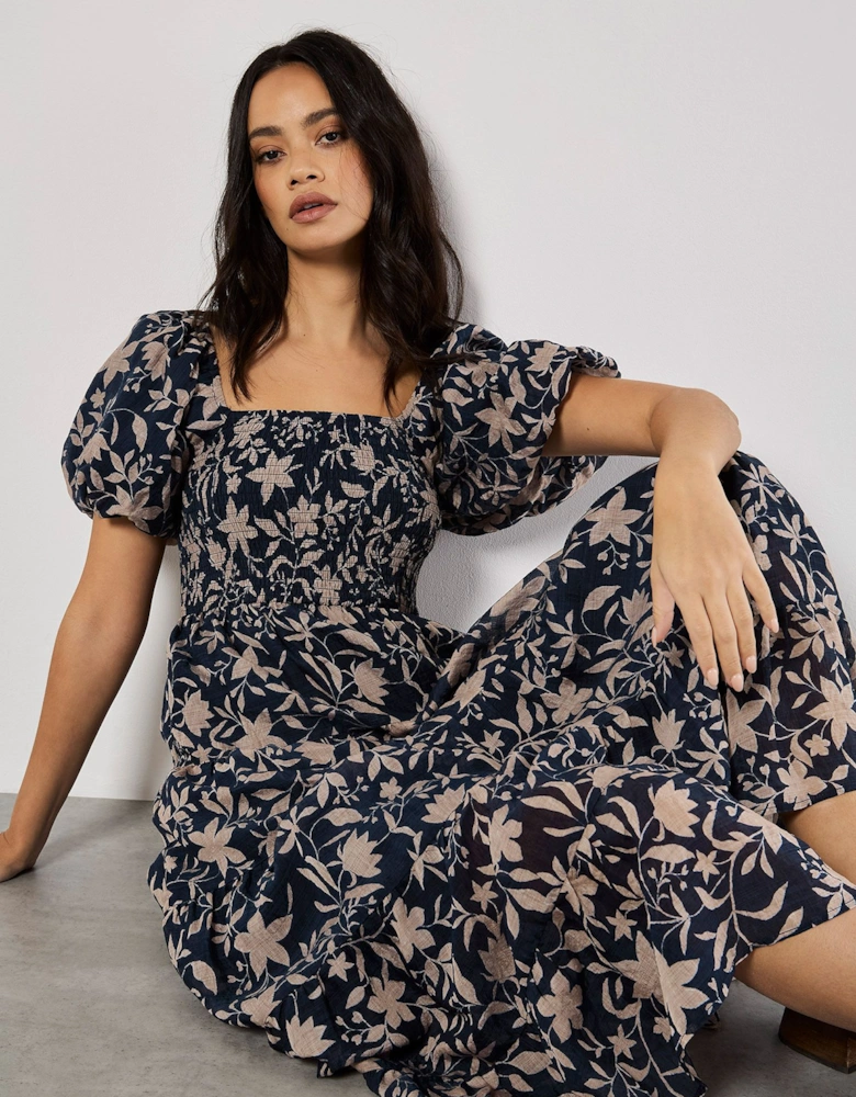 Sarasa Floral Tiered Midi Dress